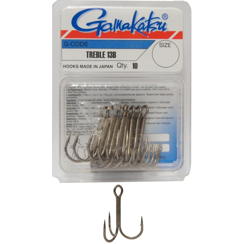 Gamakatsu Treble 13 Treble Hooks, Size: 2, Colour: Nickel