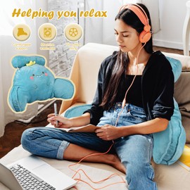 Foribyw Bed Reading Pillow Comfortable Backrest Cushion 70x43cm Detachable Relax Pillow Cuddle Arm Back Pillow Lumbar Support Cushion Washable Cover for Sitting Reading Watching TV Games(blue)