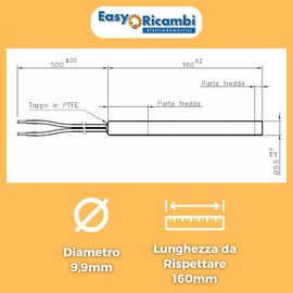 Ignition Resistor for Automatic Ignition of Pellet Stoves 300W 160mm Diameter 9.9mm