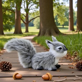 1pc Grey Mini Simulation Plush Squirrel,12 cm Mini Squirrel Stuffed Soft Animals Plush for Gift Home Decor Place Table Decorations Ornament Room Decorations,Decorations