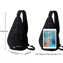 WATERFLY Sling Bag Sling Backpack Crossbody Shoulder Bag for Men Women Traveling Cycling Hiking Daypack (Large)