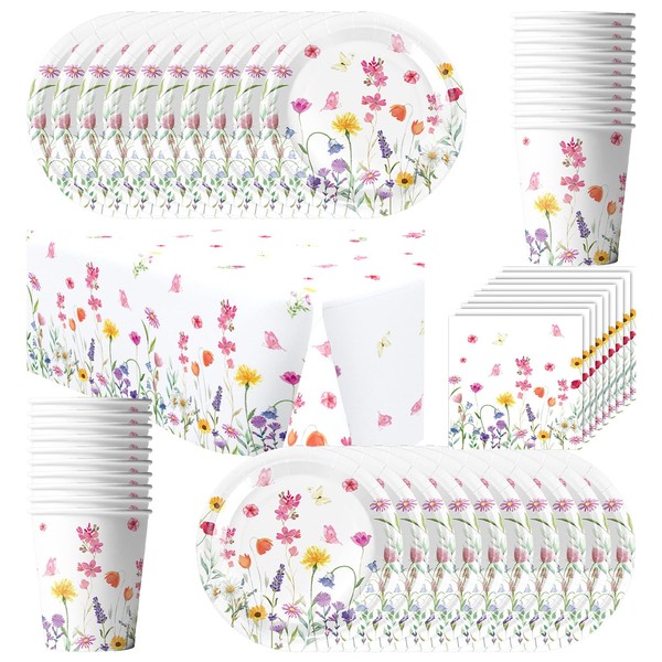 Spring Flower Party Tableware, Floral Party Tableware, Wildflower Party Tableware,