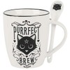 Alchemy Gothic Cup and Spoon Set Purrfect Brew White/Black