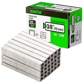 meite 20 Gauge 304 Stainless Steel Upholstery Staples, 1/2-Inch Crown with 3/8-Inch Leg Length, Heavy Duty Staples for Construction, Furniture, Crafts & DIY Projects (1 Box)