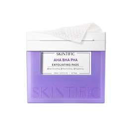 SKINTIFIC Gentle Exfoliating Pads (130ml) - AHA BHA PHA & Niacinamide Dual-Sided Acne Pore Cleanser | Soothing Toner Pads for Sensitive & Oily Skin
