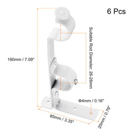 UXCell Curtain Rod Brackets, 6Pcs - Double Holder, Support Brackets Fit for 1-1.1 Inch Drape Poles for Wall Hanger (White)