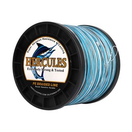 H¨¦rcules Hilo de pesca trenzado de polietileno de 4 5 kg a 136 kg probado, 300M a 1000M, 8 hilos trenzados, m¨¢s suave y redondo, tira m¨¢s lejos, disponible en 15 colores, para todo el a?o , Camuflado azul, 200LB-0.75MM-1094 DS(100M)-8 STRANDS