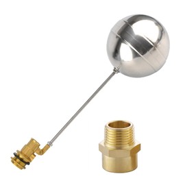 1/2 inch Float Ball Valve, Stainless Steel Float Valve for Water Tank, DN15 Automatic Water Level Level Control Float Valve w/ 1/2"G Female x 1/2"NPT Male Adapter For Water Tank Pool Livestock Troughs