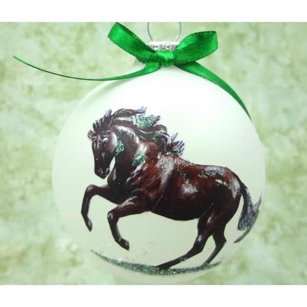 H609 Hand-made Christmas Ornament HORSE bay QH morgan playful rear