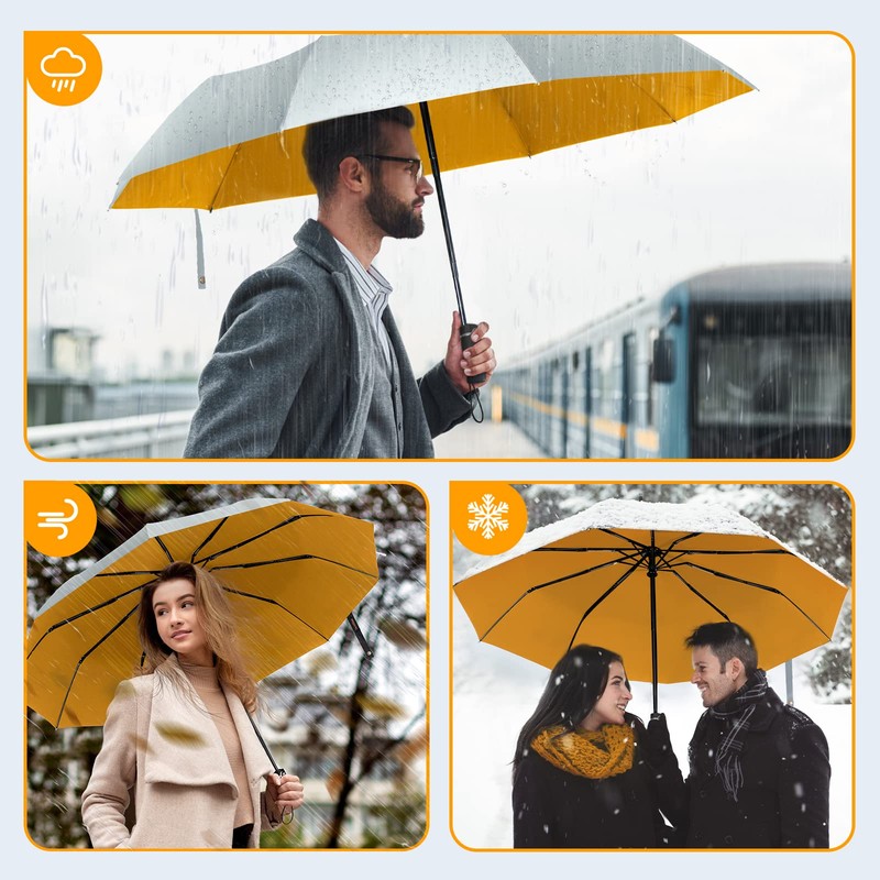 TechRise Umbrella Windproof Travel Umbrella: 10 Ribs Automatic Compact Strong