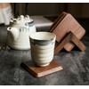 Tiardey Square Solid Wood Tea Coaster Beech Iinsulation Padwith Holder,Set