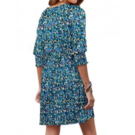 Bluetime Womens Floral Boho Summer Dresses Casual Loose Sundress Above The Knee Dresses 3/4 Sleeveless Beach Mini Dresses Cute Babydoll Dress Floral 3 S