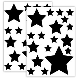Star Set for Children's Room, 36 Pieces, Star Stickers, Starry Sky for Gluing, Star Wall Sticker, Wall Decoration (Black)