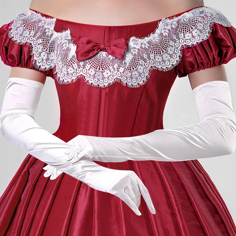 NebulaGlam 1920s Gloves Elbow Long Satin Gloves Women's Elegant Satin