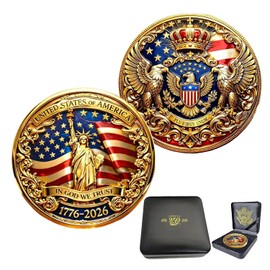 USA 250th Anniversary Challenge Coins Commemorative Coin, American Eagle Patriotic Design, America Merchandise 250 Collectible 250 Anniversary Coin (EE)
