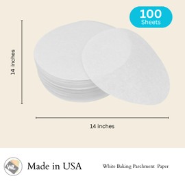 Worthy Liners 14 Inch 100 Sheets | Parchment Paper Rounds | Made is USA | Nonstick Precut Pizza Pan, Cast Iron Pan, Round Baking Sheet Baking Grilling Air Fryer Steaming Bread Cookies