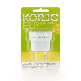 Korjo EU (Italy and Switzerland) Travel Adaptor, for AU/NZ Appliances, use in Europe Including IT, CH