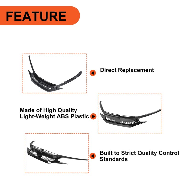 ECOTRIC Front Grille Bumper Mesh Grill Compatible with 2019-2021 Honda