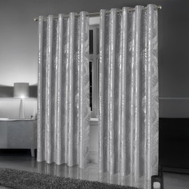 Olivia Rocco Leaf Sparkle Blackout Curtains Super Soft Thermal Insulated Ring Top Eyelet Curtain for Living Room Bedroom Drapes Window Black 2 Panels Home Decoration, Silver 66x72