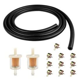 Cigrubo 2 m Fuel Hose 8 mm Inside, Fuel Hose with Filter, 8 mm Hose for Petrol, Diesel Hose, Fuel Line, Oil Hose, Universal Petrol Hose Kit, for Car, Motorcycle