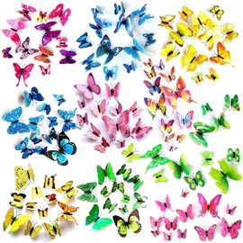 JZK 120 x Magnetic 3D Plastic Butterfly with Magnet and Stickers for Wall Decoration, Crafts and Party Decorations, 3D Butterfly Wall Stickers, Decal for Room, Office, Garden Decor