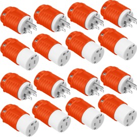 Sherr 16 Pcs Extension Cord Ends Male and Female, 15A 125V 2 Pole 3 Wire, 5-15P 5-15R Heavy Duty Replacement Plug and Connector Set, Straight Blade Plug Grounding Type/ETL Listed (Red)