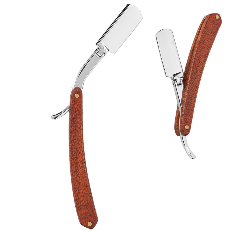 Manual Razor Professional Men Male Wooden Handle Folding Shaver Blade