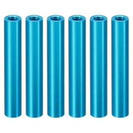 PATIKIL 6pcs M3 Metal Threaded Standoff Spacer Nuts, Round Aluminum Spacers Female Coupling Screws, 1/8" ID x 3/16" OD, Blue, (30mm L)