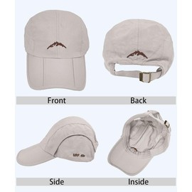 Joligiao Mens Waterproof Hat Lightweight Running Baseball Cap Adjustable Summer Sun Hat Quick Dry Breathable Outdoor Sport Snapback Casual Caps Solid Color Plain Sports Sun Hat Light Gray One Size