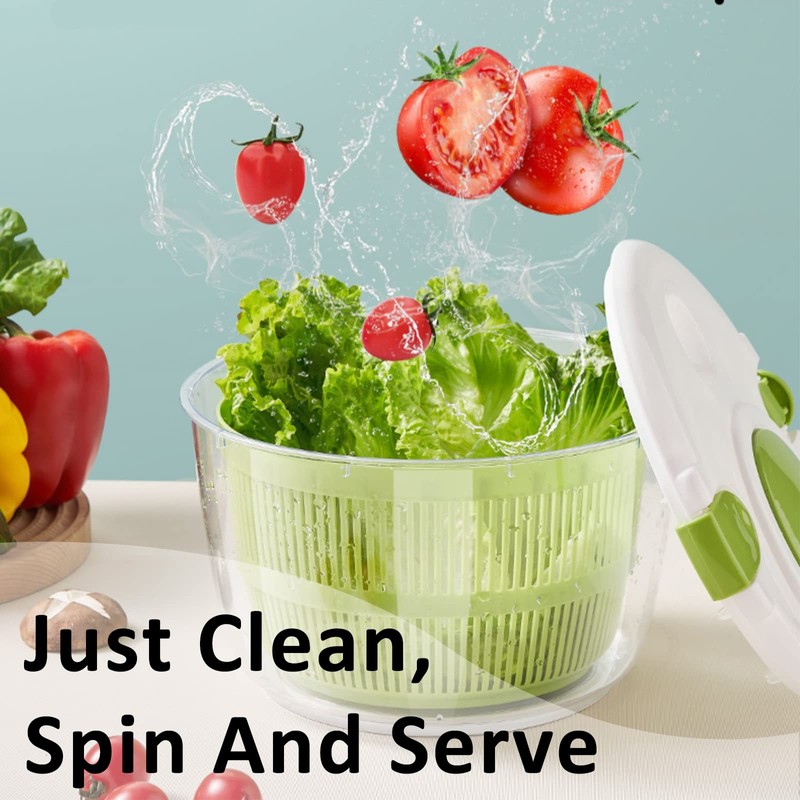 Salad Spinner, 5L Vegetable Washer Dryer Drainer Strainer with Bowl
