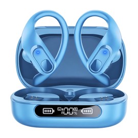 STADOR Wireless Earbuds Bluetooth Headphones ANC Noise Cancelling Over Ear Buds with Earhook Sport Earphones 96H Playback Waterproof Headset for Workout Running Blue