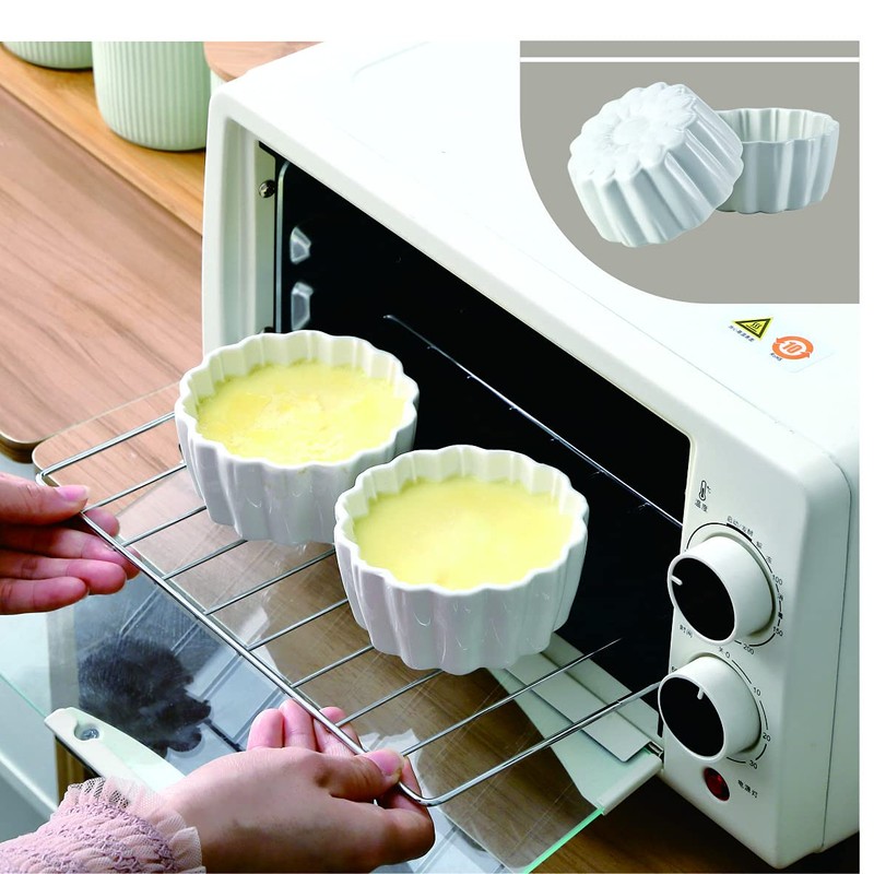 Ceramic Ramekins 6 oz - Creme Brulee,Souffle Porcelain Ramekins oven-safe,Pudding