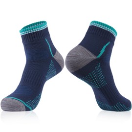 RANDY SUN Waterproof Socks, Athletic Running Ankle Unisex Cycling Biking Hiking Socks 1 pair Green&Grey&Black,M