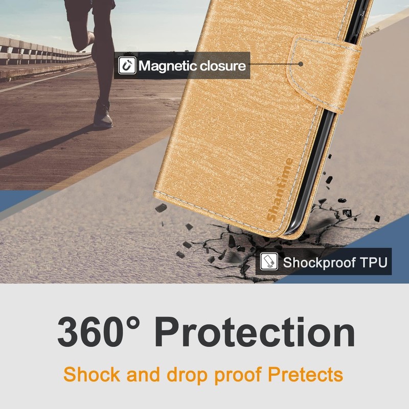 Shantime Leather Wallet Case Compatible with AGM Glory Pro 5G,