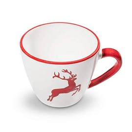 GMUNDNER KERAMIK Gourmet Coffee Cup Capacity 0.2 Litres Ruby Red Stag Crockery Handmade in Austria