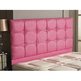 CROWNBEDSUK REGAL FAUX LEATHER HEADBOARD IN 2ft6,3ft,4ft,4ft6,5ft,6ft, 26'' HIGH PINK, 5FT (KINGSIZE)