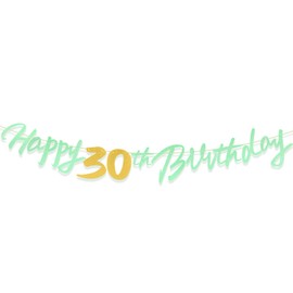 Sage Green Gold 30th Birthday Decorations Banner for Men Women , Happy 30th Birthday Sage Green Gold Banners Her Him Party Supplies Decorations