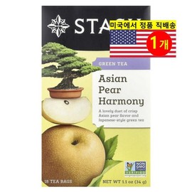 Stash Tea Organic Herbal Tea Asian Pear Harmony Green Tea 18 Pieces 34g 1 Piece / Stash Tea 오가닉 허브 티 아시아 배 하모니 녹차 18개입 34g 1개