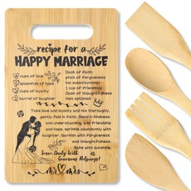 BBTO Wedding Gift for Couple 2025 Marriage Gifts Recipe for a Happy Marriage Cutting Board 11 x 7 Bridal Shower Gifts for Bride and Groom Engagement Anniversary Newlywed Presents for Friend Mr and Mrs