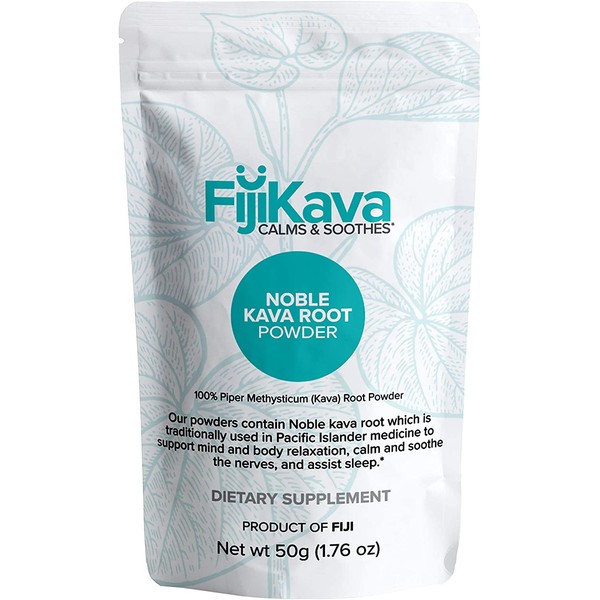 FijiKava Instant Extract Powder from 100% Certified Noble Kava from Fiji - Promotes Restful Sleep, Supports Muscle Relaxation and Calms & Soothes The Nerves (50g Pouch)