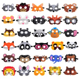 ShaggyDogz 30 Pieces Felt Animal Masks for Kids Jungle Theme Party Favors Supplies …