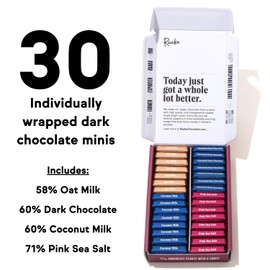 Raaka Dark Chocolate Gift Box | Mini Dark Chocolate Variety Pack | Organic, Vegan, Gluten Free | Box of 30 Individually Wrapped Chocolates