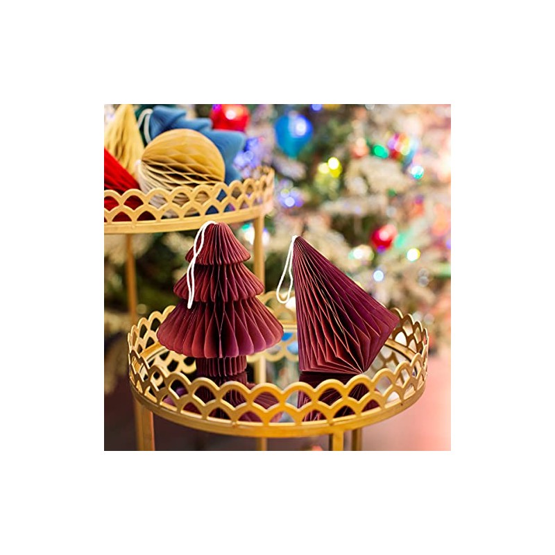 Sass & Belle Deep Red Tree & Diamond Paper Honeycomb