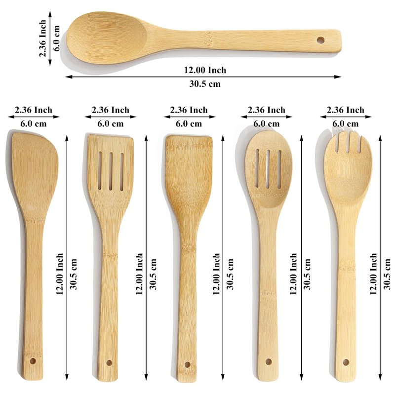 Berglander Wooden Kitchen Utensils Set 6 Pcs, Cooking Utensil Sets，