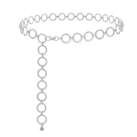 XIAOWU Women's Metal Waist Chain Belt for Dress Jeans Adjustable Alloy Chain Fashion Body Link Chain Belt, 01a-o-ring silver