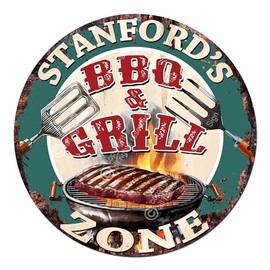 STANFORD’S BBQ and Grill Zone Rustic Shabby Vintage style Retro Kitchen Bar Pub Coffee Shop man cave Garage Decor Gift Ideas