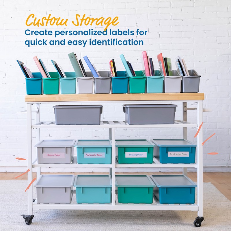 ECR4Kids Letter Size Deep Tray with Lid, Storage Bin, Contemporary,