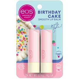 Bálsamo labial eos Natural Shea Birthday Cake – Hidratación 24h, recomendado por dermatólogos (2 uds)