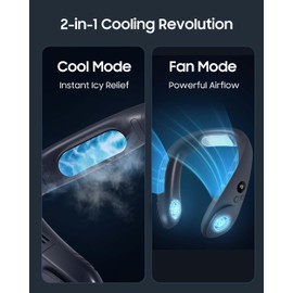 HIGO CoolMaster Pro Neck Fan, Neck Air Conditioner, 2-in-1 Cooling Neck Fan Portable Rechargeable, Wearable Personal Fan, 4400mAh Large Battery, Ergonomic Design, White