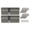 2x Profile Cylinder 70 mm 30/40 Keyed Alike Includes 10